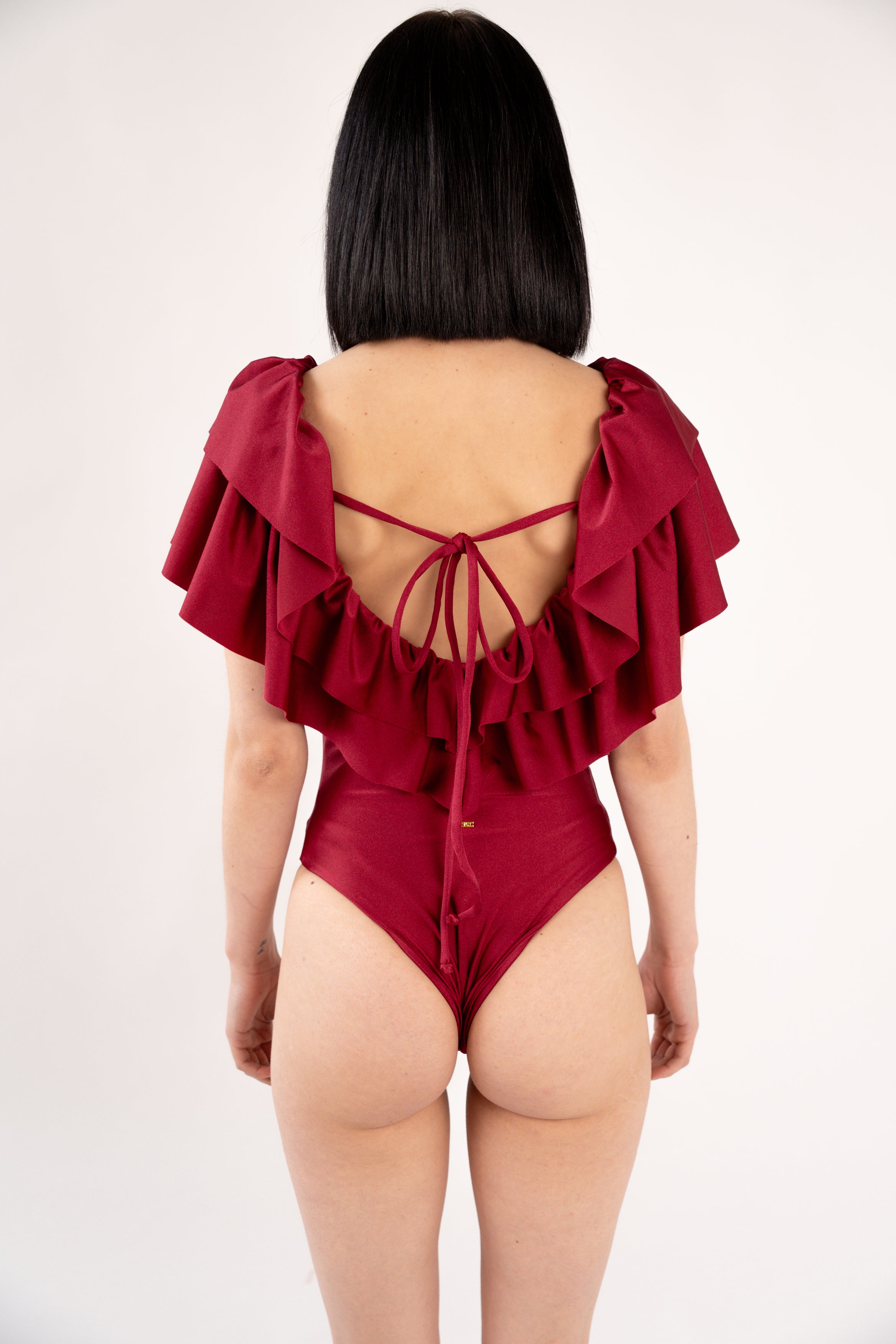 Amore Cherry Red Ruffles Swimsuit