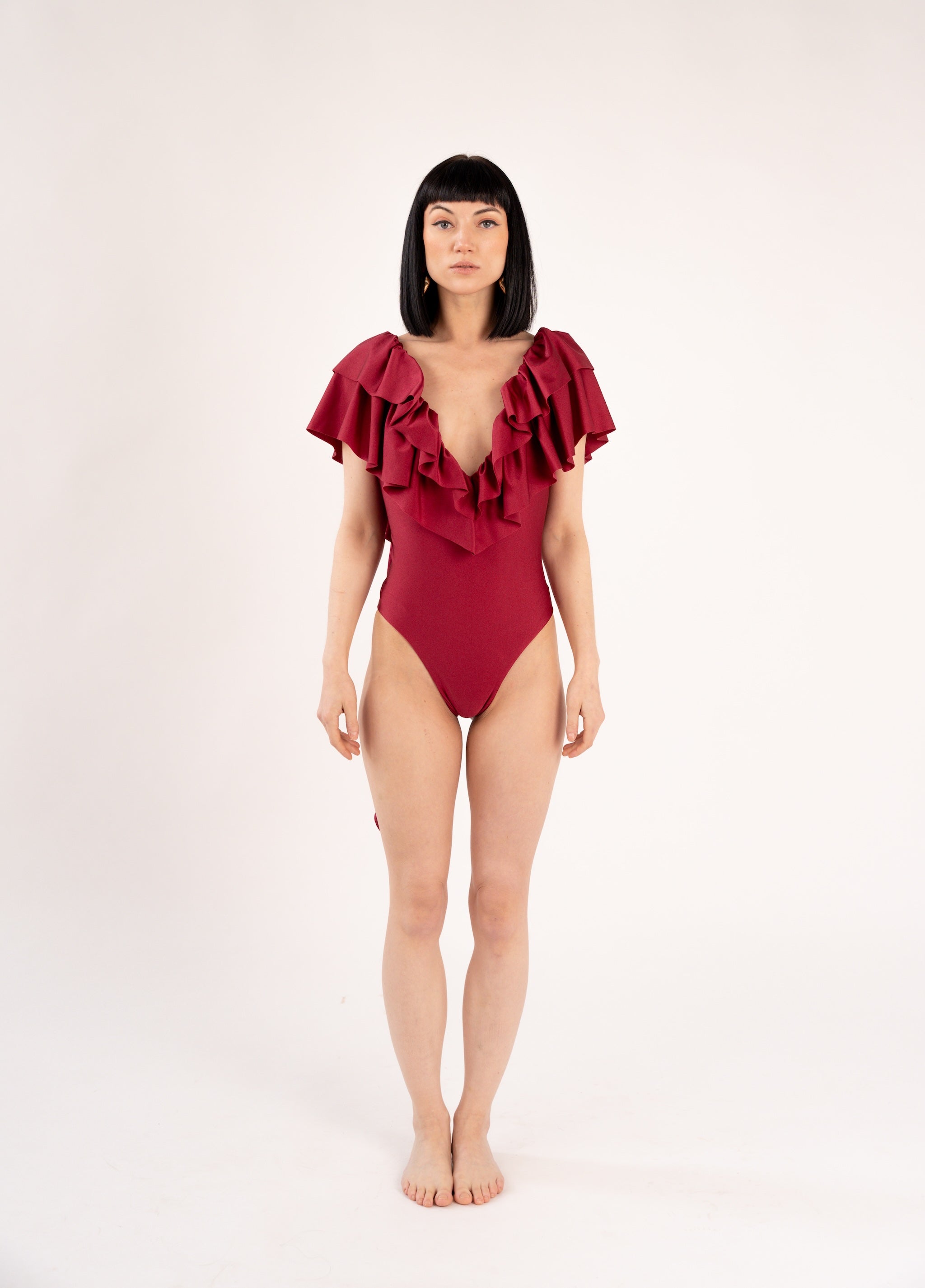 Amore Cherry Red Ruffles Swimsuit