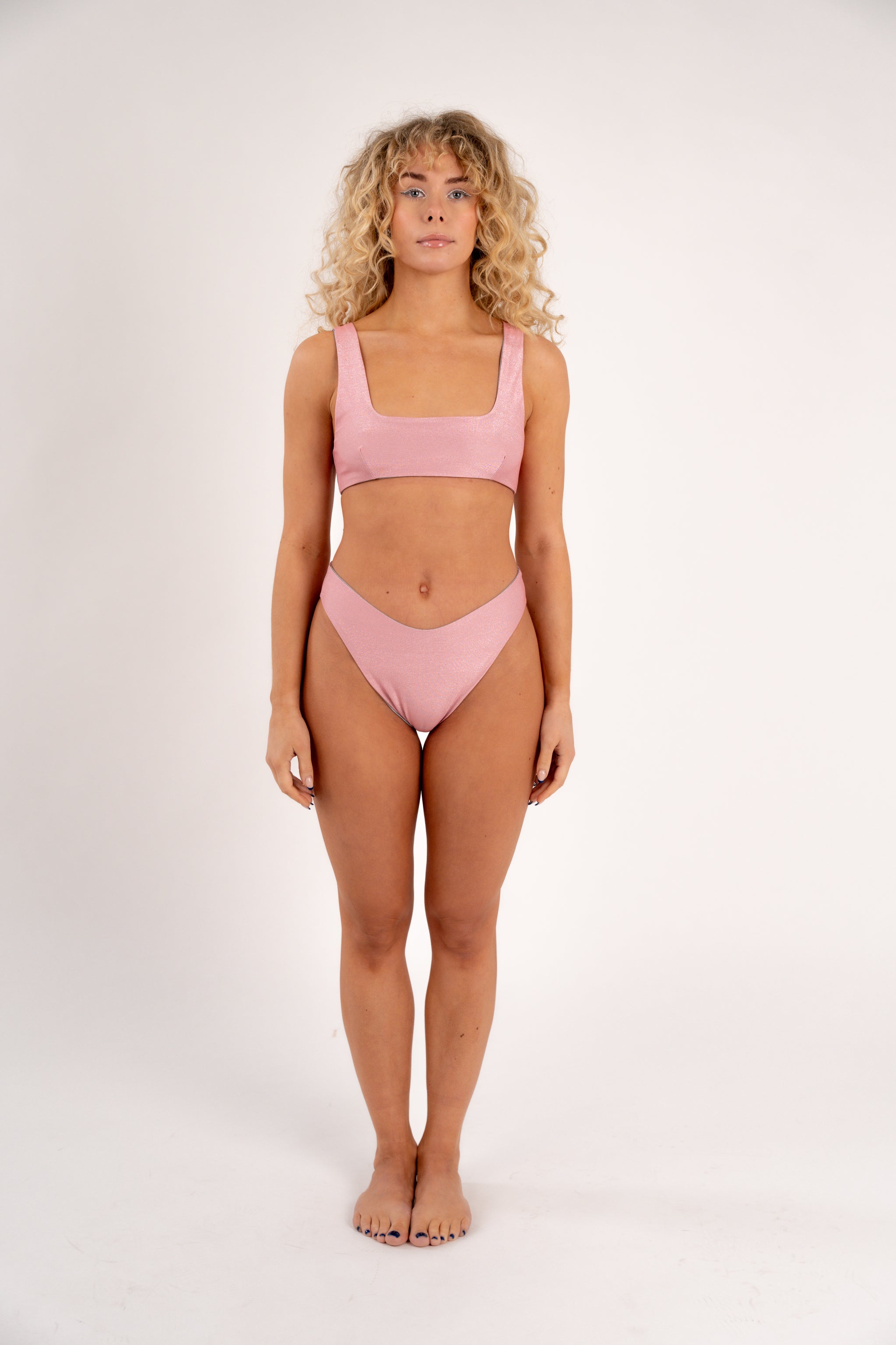 Bellissima Reversible Baby Pink/Silver High Waist Brief