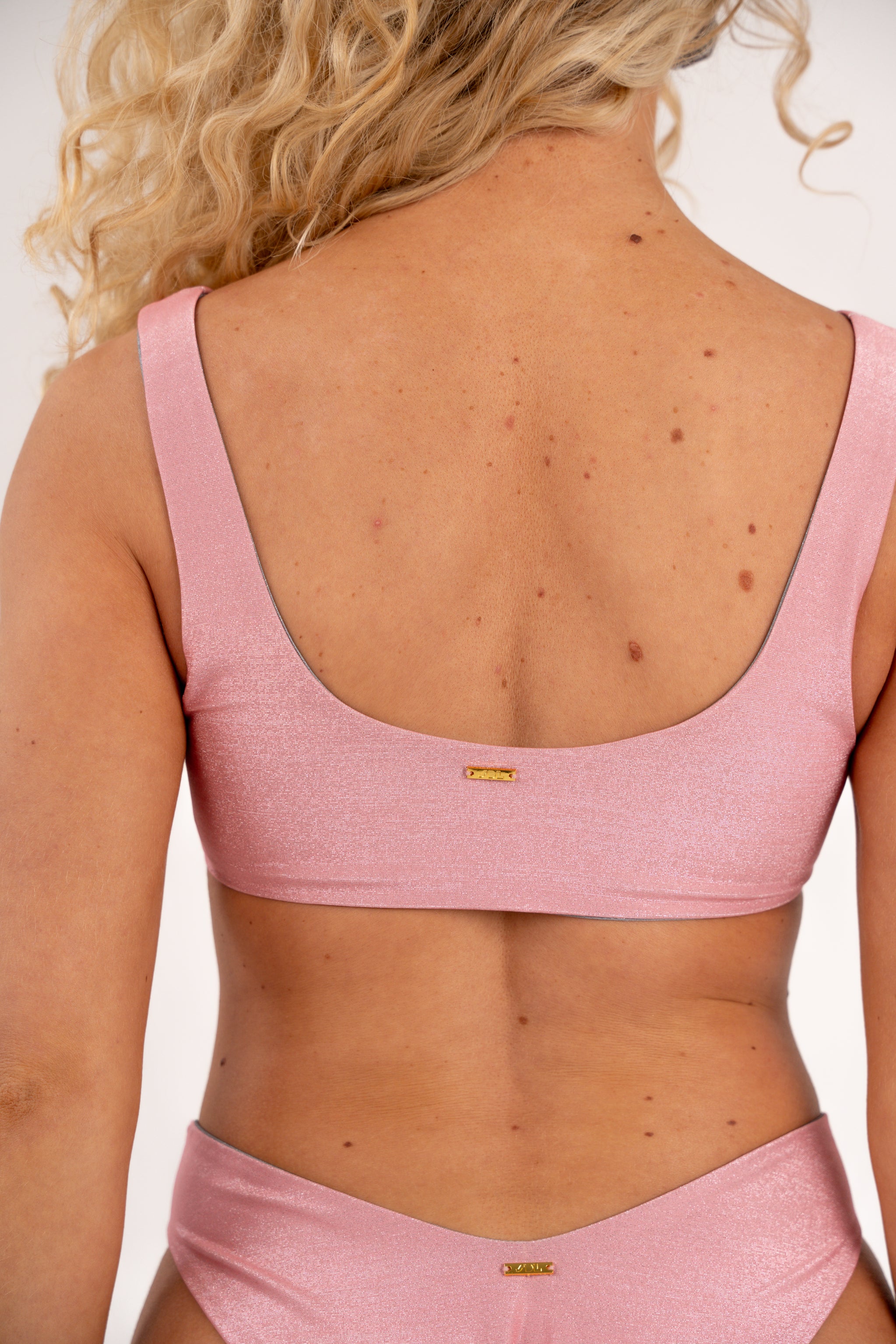 Bellissima Reversible Baby Pink/Silver Bikini Top