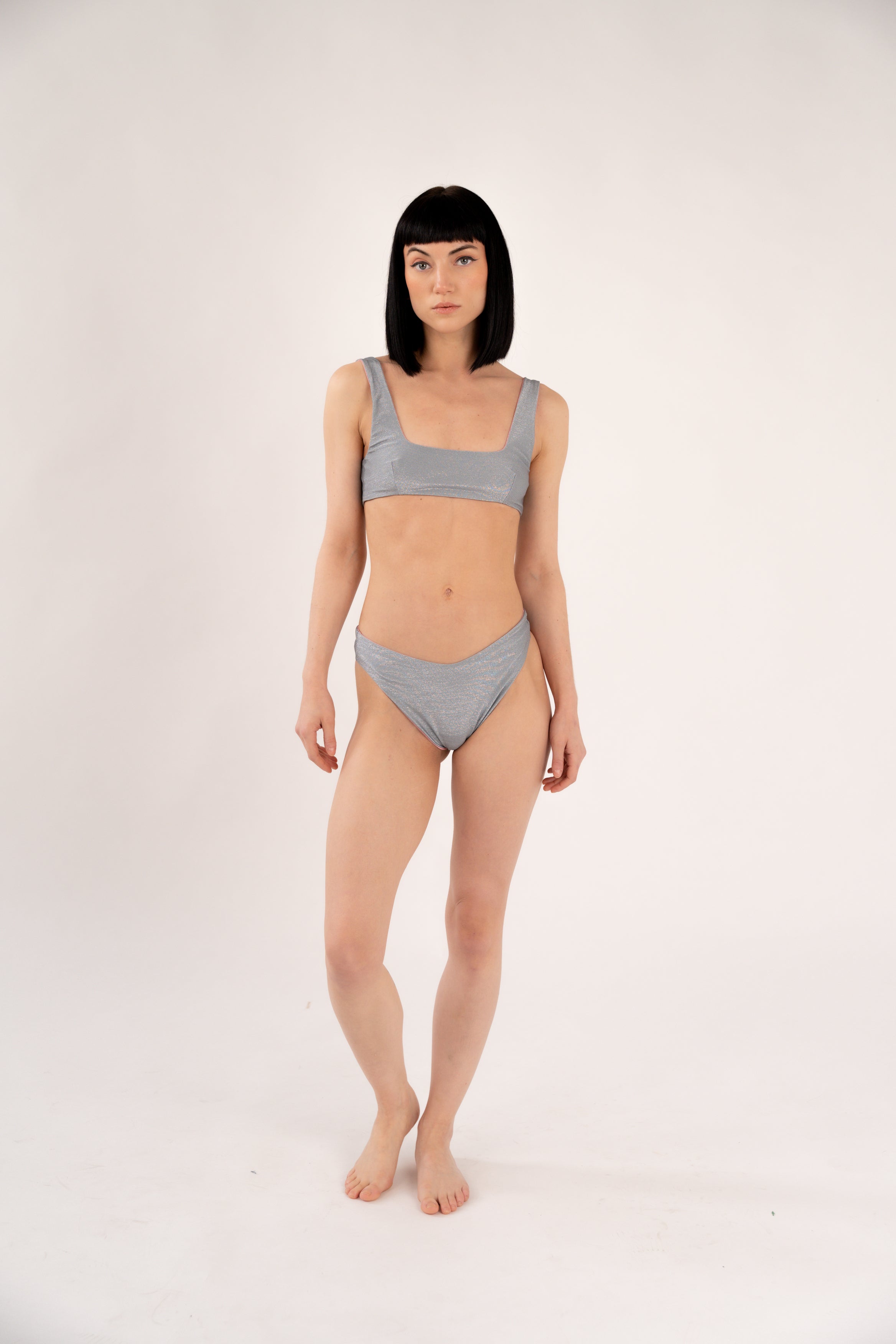 Bellissima Reversible Baby Pink/Silver Bikini Top